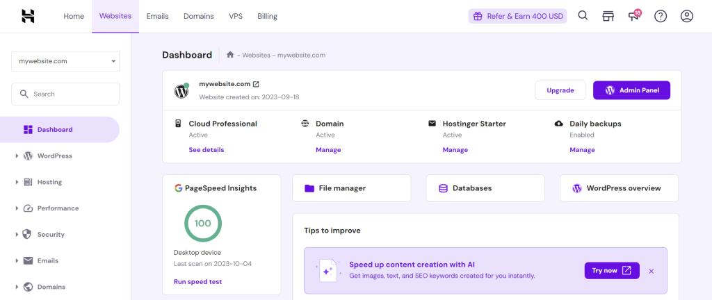 Hostinger Web Hosting Review: 10 Reasons Why to Buy in 2025 4 hPanel dashboard layout